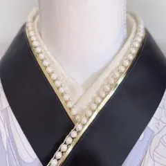 成人式振袖　パール重ね襟レース半衿フリル伊達襟卒業式袴　浴衣着物　帯飾り　七五三