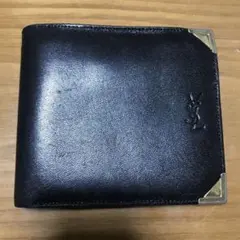 ○☆訳有り新品未使用 agnes b. トカゲ型押し 二つ折り財布 ブラック