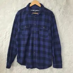 【人気】モッシモ サプライ ネルシャツ XL ブルー バッファローチェック 厚手のサムネイル