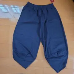 ネイビー ワイドパンツ ゴムウエスト