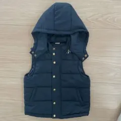 プティマイン　ネイビー ダウンベスト フード付き 100cm