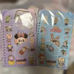 Labbub ノート 2個セット キャラクターシール、ブルーと紫