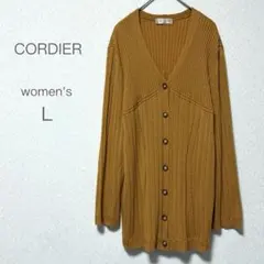 【コルディア】イタリアウール リブ編み Vネック ロングカーディガン (L) 毛のサムネイル