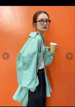 【美品】ungrid ストライプルーズシャツ