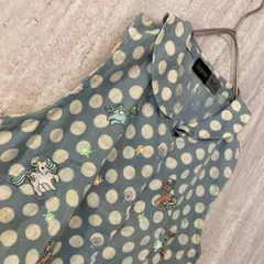 ヴィンテージ ブラウス ノースリーブ 涼しげ ドット 刺繍 ガーリー くすみ水色