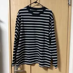 ユニクロボーダーロンTホワイト×ブラック