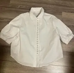 ZARA パールボタン付き ポプリンシャツ 半袖のサムネイル
