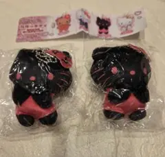 ハローキティ　ぬいぐるみボールチェーン2 ピンク&ブラック