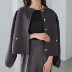 【新品】Ranan ゴールド調ボタンニットカーデ