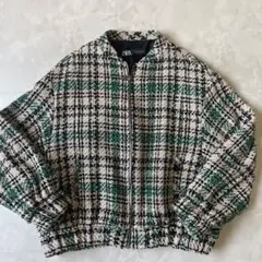 ZARA ボンバージャケット ツイードジャケットチェック柄 ブルゾン