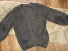 【GU】ファーカーディガン　S グレー