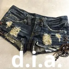 d.i.a.★ダメージデニムショートパンツ/ゼブラ×ヒョウ柄★平成ギャルY2K
