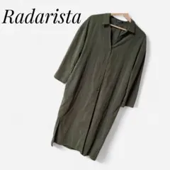 ラダリスタ　シャツワンピース　スリット入　長袖　M　カーキ　緑　春秋