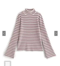 GRL ボーダー柄フレアスリーブリブニットトップス[k9086b]