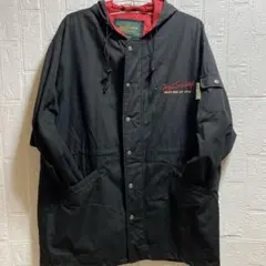 HOT SCOOP フーテッドコート　Mサイズ ブラック／レッド　ハーフ丈　刺繍