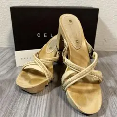 CELINE セリーヌ クロスストラップ　ウッドソールサンダルのサムネイル