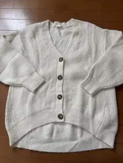 ホワイトリブ編みカーディガン 150
