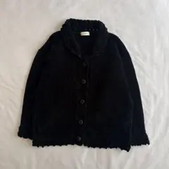 be STOW ニットカーディガン ニットジャケット ブラック 厚手 襟付き