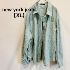 new york jeans 【XL】ミントグリーン 長袖シャツ 男女兼用