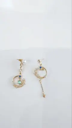 ゴールドフープピアス パール ビーズ付き（キャッチ無し）