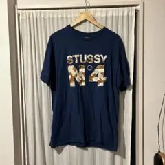 STUSSY N°4 カモフラロゴ Tシャツ ネイビー L