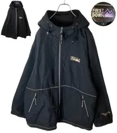 90s古着ファーストダウンナイロン×フリースリバーシブルブラックブルゾンゆったり