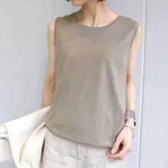 美品 洗えるドゥーズィエムクラス コットンリネン ノースリーブサマー