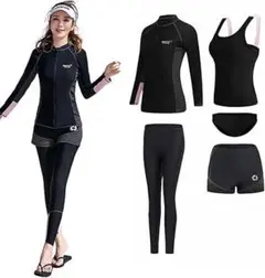 フィットネス水着 水着 5点セット ラッシュガード セパレート ショートパンツ