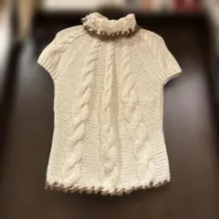 J&R＊半袖ハイネックニット＊ケーブル編み✖️ミンクファ＊ホワイトのサムネイル