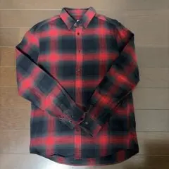 H&M 赤黒チェックネルシャツ S
