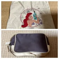 アリエル プリント トートバッグ　ポーチセット