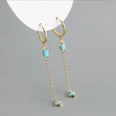 X465 ピアス レディース k18 S925 トルコ石 ターコイズ ゴールド