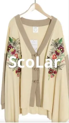 美品 ScoLar （スカラー ）豪華ネコ刺繍入りカーディガン はおり ゆったり