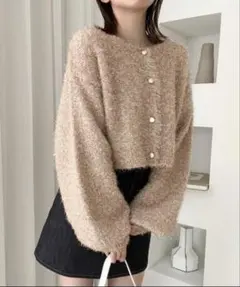 Heather ラメニットショートカーディガン