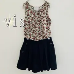 ViS ウエストゴムシンプルプリーツキュロットパンツ（M）ブラックのサムネイル