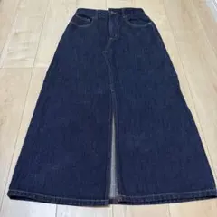 GU デニムフロントスリットロングスカート