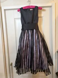 子供用 黒と紫のストライプドレス 発表会 フォーマル