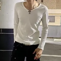 archive grunge 00s 薄手リブロンT Vネック お兄系 KA39