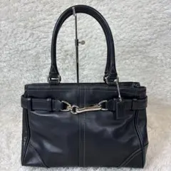 【美品】COACH ハンプトン フリンジ トートバッグ タッセル レザー 黒