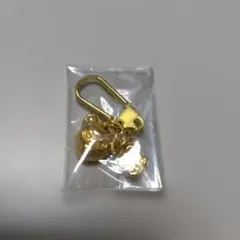 猫と肉球　ミニ カラナビ　キーホルダー　ゴールド