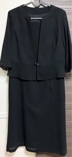 フォーマルブラックワンピース　礼服　夏用　重ね着風