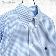 美品 ブルックスブラザーズ 346 ブロード ギンガム ボタンダウン 刺繍