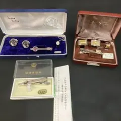 琉球真珠 黒蝶貝 タイガーアイ　真珠等　ネクタイピンまとめて