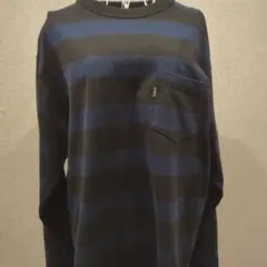 Schott 黒と青のストライプ Tシャツ Lサイズのサムネイル