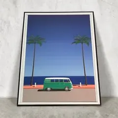 【額縁付き】 永井博（Hiroshi Nagai） A2ポスター 車緑 額縁付き】 永井博（Hiroshi Nagai） A2ポスター 車緑 - メルカリ