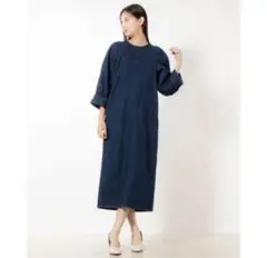 【STYLEBLOCK】デニムボリュームスリーブワンピース春無地