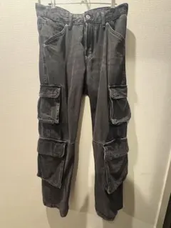 ZARA ブラック デニム カーゴパンツのサムネイル