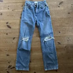 H&M ストレートデニム ダメージ加工 サイズ32