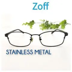 Zoff ゾフ STAINLESS METAL メガネ 眼鏡 ブラック スクエア