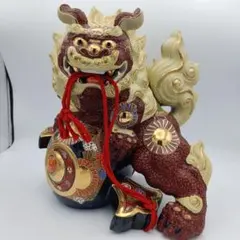 九谷焼 小槌獅子 獅子置物 縁起物 置物 金彩 26cm - メルカリ